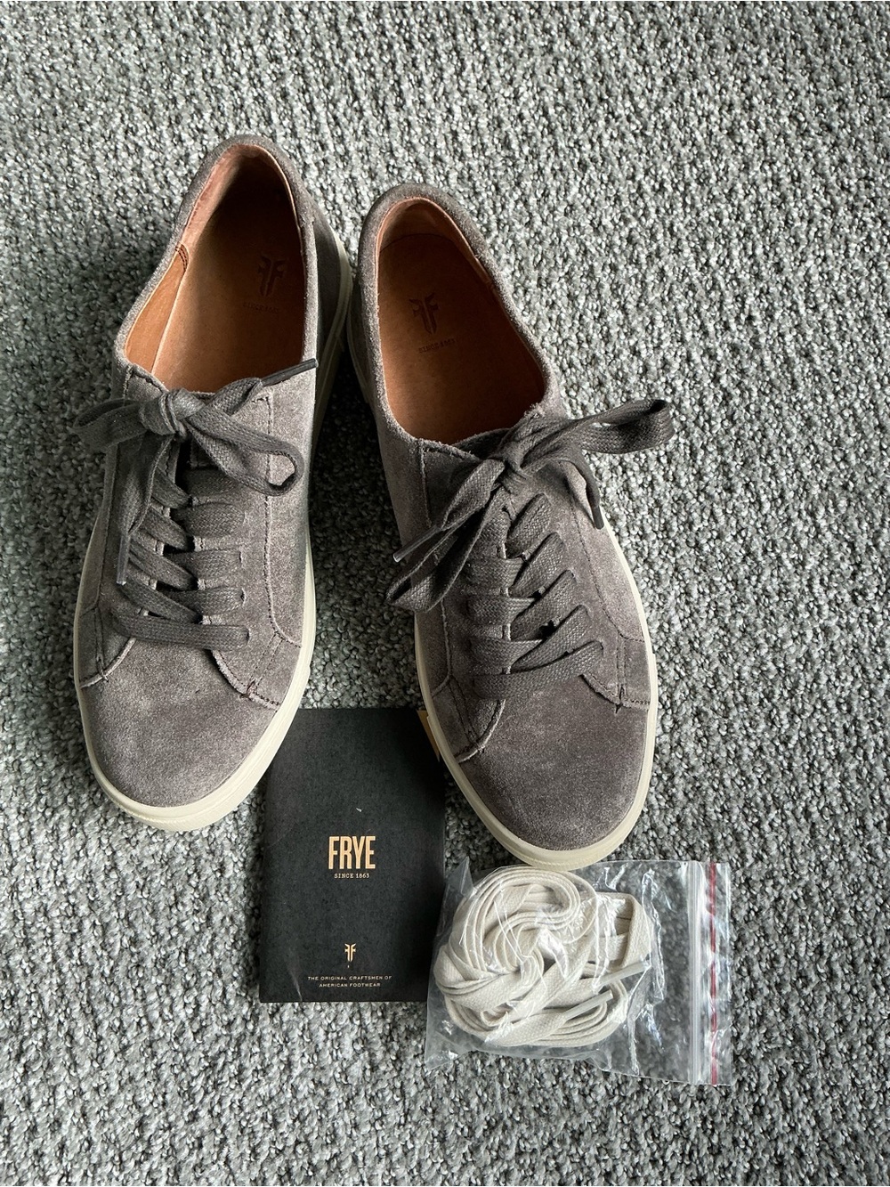 NWOB Frye Women's Suede Sneakers in Gray with Cream Sole Size 6